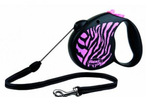 Рулетка-трос до 12 кг, 5 м, Safari S cord pink zebra